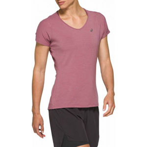 Asics V-NECK SS TOP Dámské běžecké triko, Růžová, velikost XL