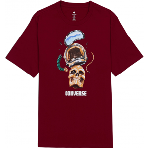 Converse SKULL HELMET TEE vínová XXL - Pánské tričko