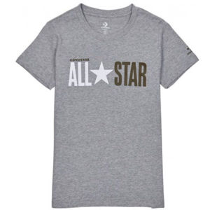 Converse ALL STAR SHORT SLEEVE CREW T-SHIRT Dámské tričko, Šedá,Bílá,Zlatá, velikost