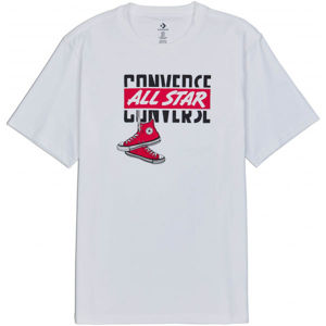 Converse DANGLING CHUCK SS TEE Pánské triko, bílá, velikost XL