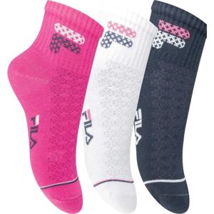 Fila JUNIOR GIRL 3P Dívčí kotníkové ponožky, Růžová,Bílá,Tmavě modrá, velikost 27-30