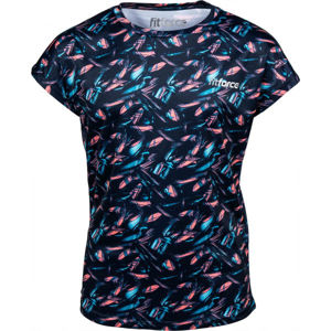 Fitforce BONAIRE Dívčí fitness triko, Tmavě modrá,Růžová,Bílá,Modrá, velikost