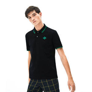 Lacoste S S/S POLO Pánské polo tričko, Černá,Zelená, velikost L