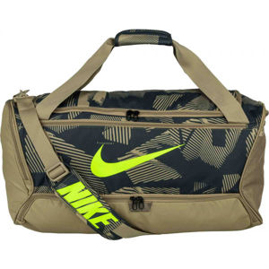 Nike BRASILIA M DUFF - 9.0 AOP Sportovní taška, Béžová,Černá,Reflexní neon, velikost