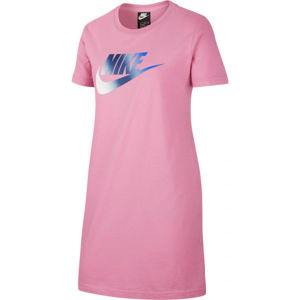 Nike NSW TSHIRT DRESS FUTURA G Dívčí šaty, Růžová,Bílá,Fialová, velikost