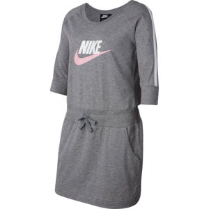 Nike SPORTSWEAR GYM VINTAGE Dívčí šaty, šedá, veľkosť M
