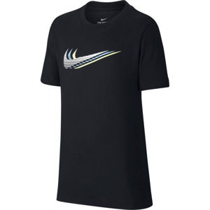 Nike NSW TEE TRIPLE SWOOSH U Dětské tričko, Černá,Bílá, velikost M