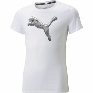 Puma ALPHA TEE G Dívčí triko, Bílá,Šedá, velikost 116