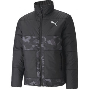 Puma ESS+ PADDED GRAPHIC JACKET Zimní bunda, černá, veľkosť L