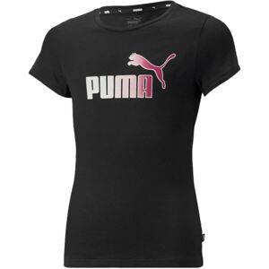 Puma ESSENTIALS+BLEACH LOGO TEE Dívčí triko, černá, veľkosť 164