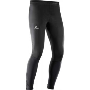 Salomon AGILE LONG TIGHT M Pánské běžecké kalhoty, Černá,Bílá, velikost
